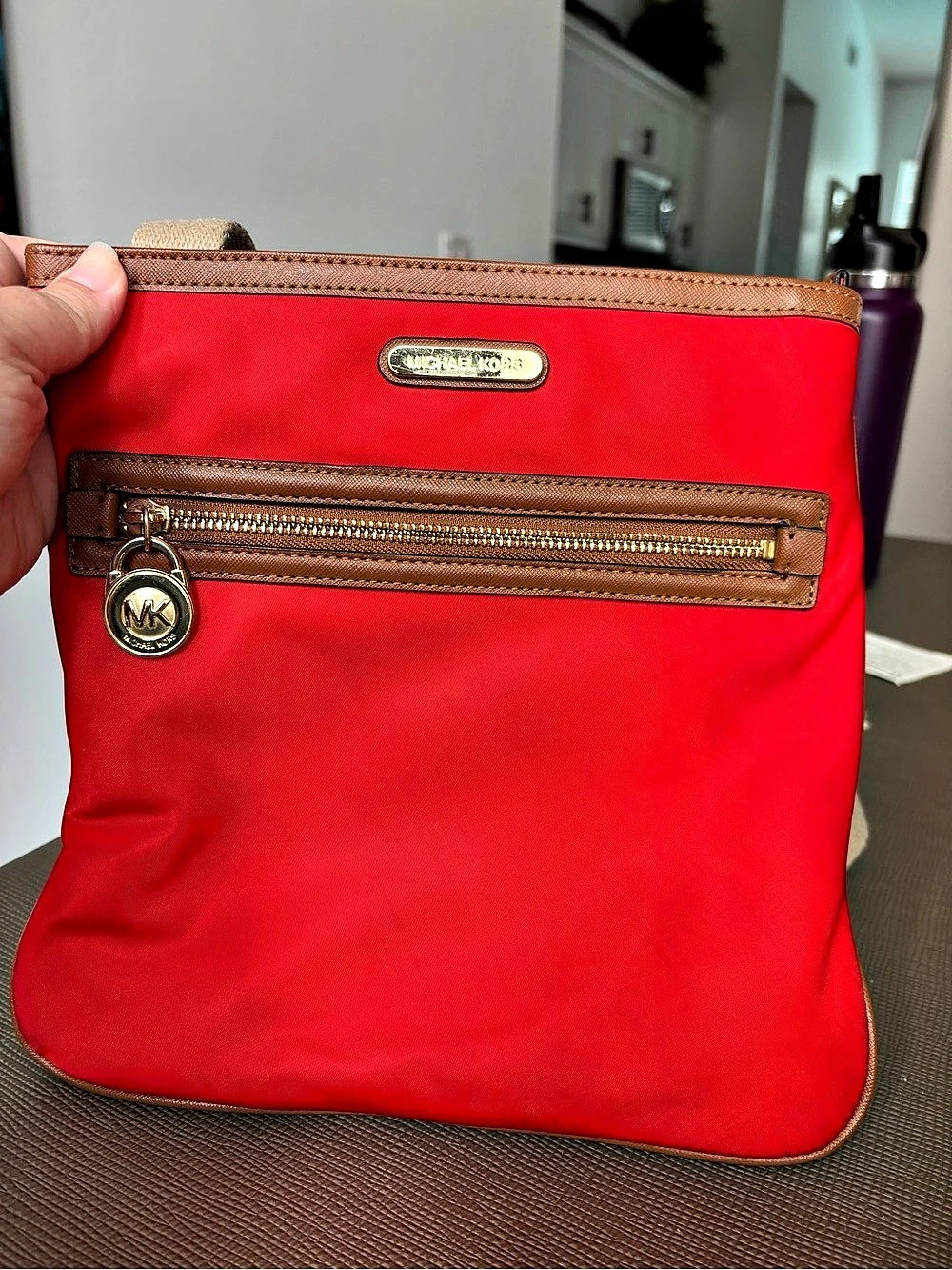Michael Kors Red & Brown Crossbody Bag
